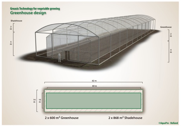Buil your ideal greenhouse according to the design of Groasis and grow in a sustainable and water saving way vegetables